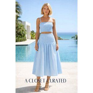 Sofia Irina Shirred Skirt & Top Set Medium Blue NWT